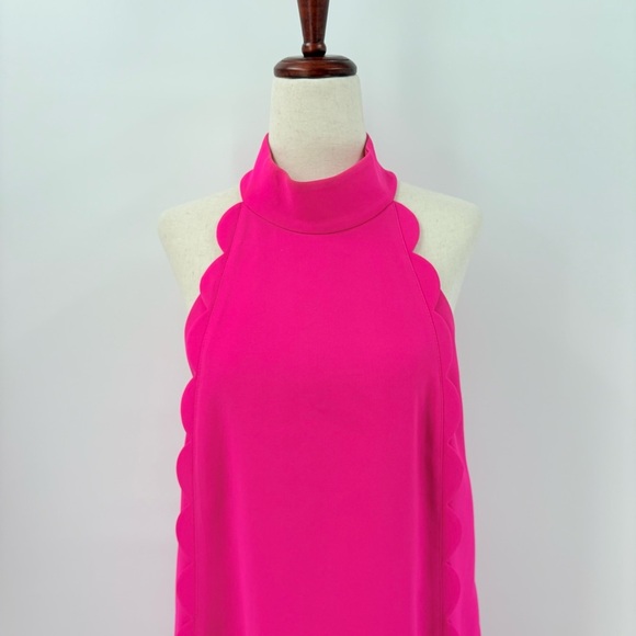 Ted Baker London Hit Pink Mock Neck Scalloped Mini Dress Size 3 / 8 - Picture 3 of 10